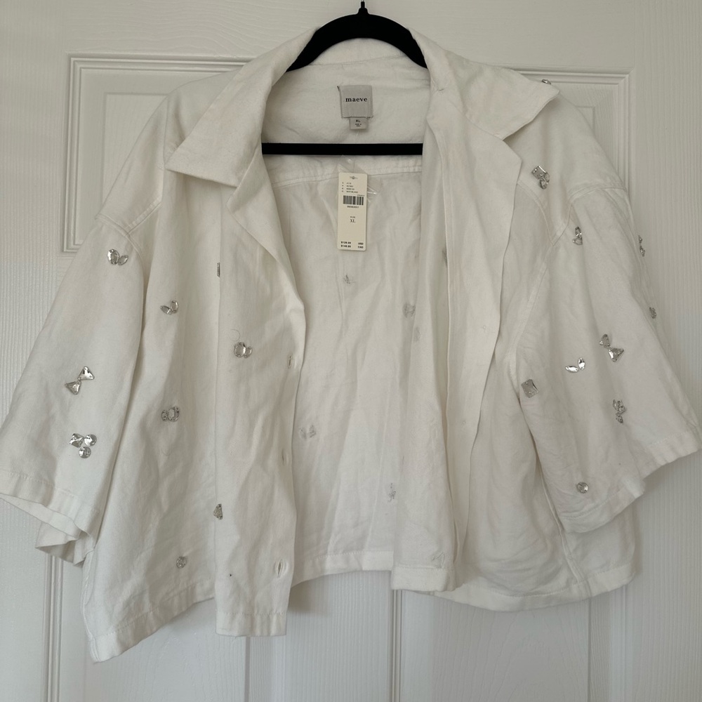 Maeve White Short Sleeve Jacket